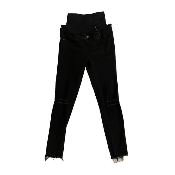 BLANQI Maternity Postpartum Belly Support Skinny Jeans Size 4 Black Distressed - Picture 1 of 10